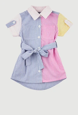 Baby Girls 12-24M Striped Color Block Shirt Dress, Multi,