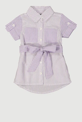 Baby Girls 12-24M Color Block Striped Shirt Dress, Purple, Size 18M