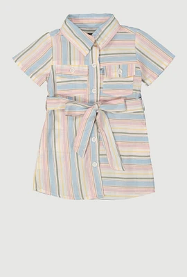 Baby Girls 12-24M Striped Tie Waist Belted Shirt Dress,