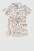 Baby Girls 12-24M Striped Tie Waist Belted Shirt Dress,