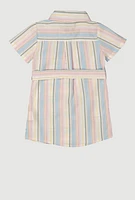 Baby Girls 12-24M Striped Tie Waist Belted Shirt Dress,