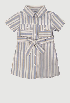 Baby Girls 12-24M Striped Tie Waist Belted Shirt Dress,