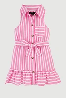 Baby Girls 12-24M Striped Sleeveless Button Front Dress, Pink, Size 12M