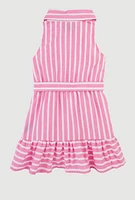 Baby Girls 12-24M Striped Sleeveless Button Front Dress, Pink, Size 12M