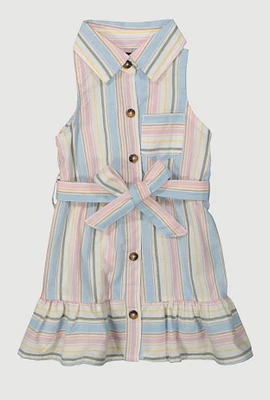 Baby Girls 12-24M Striped Sleeveless Button Front Dress, Multi,