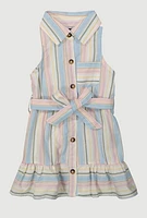 Baby Girls 12-24M Striped Sleeveless Button Front Dress, Multi,