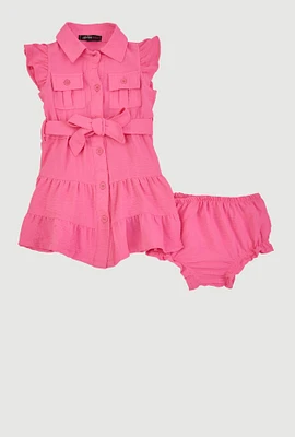 Baby Girls 12-24M Airy Tiered Shirt Dress, Pink, Size 18M
