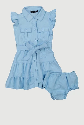 Baby Girls 12-24M Airy Tiered Shirt Dress, Blue, Size 12M