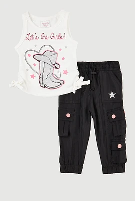 Baby Girls 0-9M Lets Go Girls Tank Top and Cargo Joggers, Multi, Size 3-6M