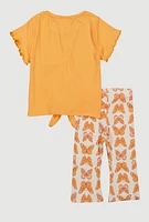 Baby Girls 0-9M Butterfly Embroidered Tee and Leggings, Orange, Size 3-6M