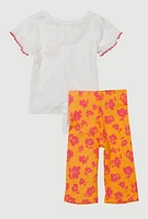 Baby Girls 0-9M Flower Embroidered Tee and Leggings, Orange, Size 3-6M