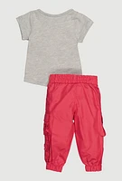 Baby Girls 12-24M Chill Out Tee and Cargo Joggers, Pink, Size 3-6M