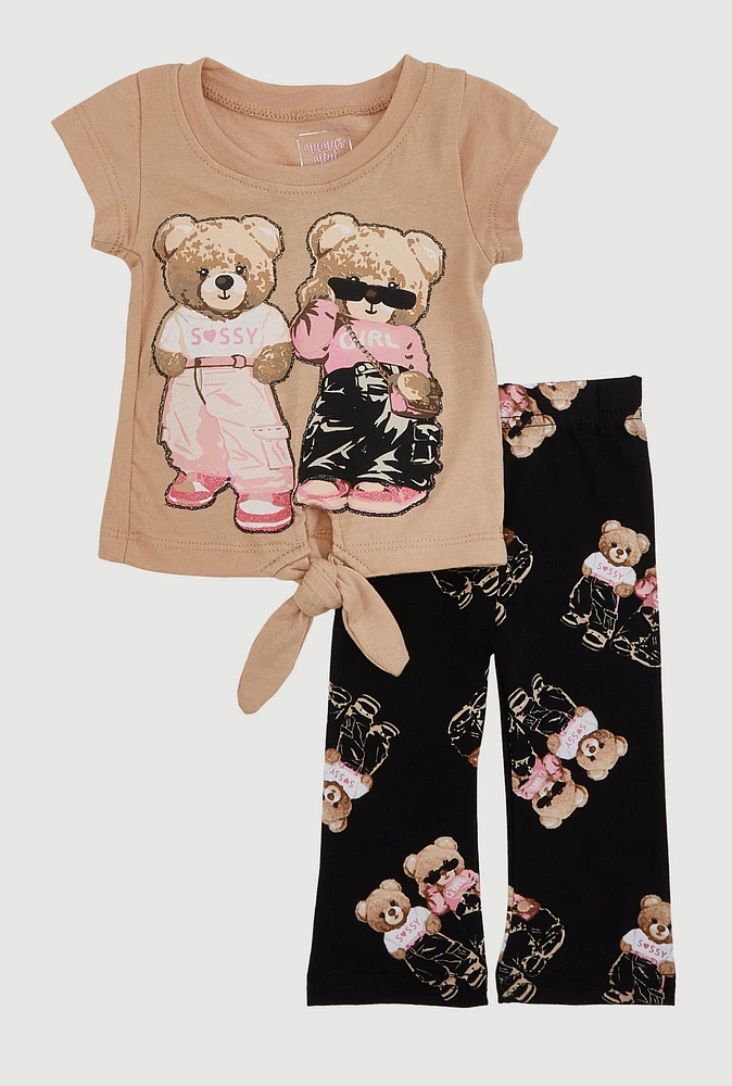 Baby Girls 0-9M Sassy Girl Bears Graphic Tee and Leggings, Multi, Size 3-6M