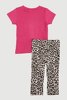 Baby Girls 0-9M Mom Is My Queen Graphic Tee and Leggings, Pink, Size 0-3M