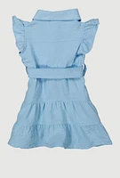 Baby Girls 0-9M Airy Tiered Shirt Dress with Bubble Shorts, Blue,