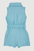 Baby Girls 0-9M Sleeveless Romper with Cargo Pockets, Blue, Size 9M