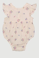 Baby Girls 0-9M Floral Romper with Hat and Sunglasses, Pink,