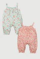 Baby Girls 0-9M Floral Ruffle Jumpsuits 2 Pack, Multi, Size 6-9M
