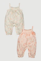 Baby Girls 0-9M Floral Print Jumpsuits 2 Pack, Multi, Size 0-3M