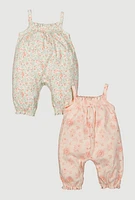 Baby Girls 0-9M Floral Print Jumpsuits 2 Pack, Multi, Size 0-3M