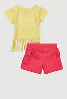 Baby Girls 0-9M A Bit Dramatic Graphic Tee and Cargo Shorts, Multi, Size 3-6M