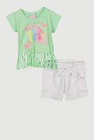 Baby Girls 0-9M Fierce Sassy Graphic Tee and Cargo Shorts, Green, Size 0-3M