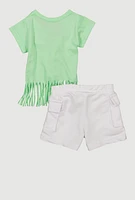Baby Girls 0-9M Fierce Sassy Graphic Tee and Cargo Shorts, Green, Size 0-3M