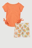 Baby Girls 0-9M Spoiled Glitter Graphic Tee and Shorts, Orange, Size 3-6M