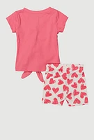 Baby Girls 0-9M I Love My Dad Graphic Tee and Shorts, Pink, Size 3-6M