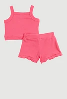 Baby Girls 0-9M Embroidered Tank Top and Shorts, Pink, Size 6-9M