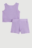 Baby Girls 0-9M Butterfly Vest and Shorts with Sunglasses, Purple, Size 6-9M