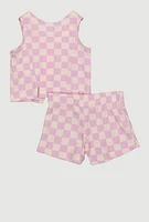 Baby Girls 0-9M Checkered Blazer Vest and Shorts, Purple, Size 6-9M