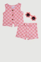 Baby Girls 0-9M Checkered Blazer Vest and Shorts, Multi, Size 0-3M