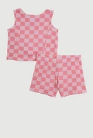 Baby Girls 0-9M Checkered Blazer Vest and Shorts, Multi, Size 6-9M