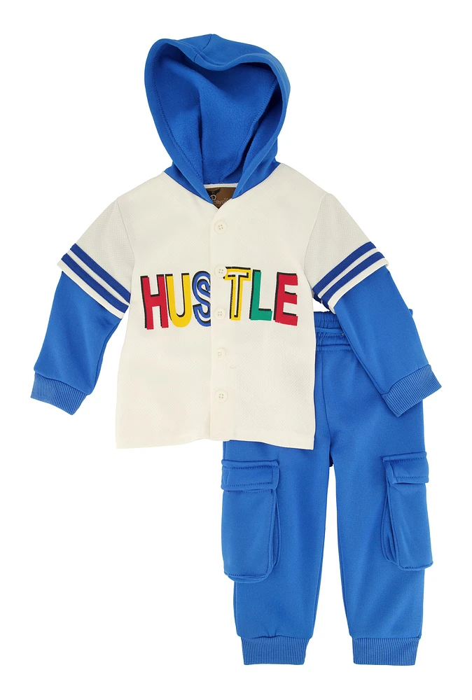 Baby Boys 12-24M Hustle Jersey Hoodie and Joggers, Blue, Size 12M