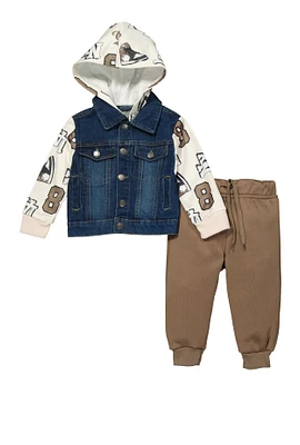 Baby Boys 12-24M Denim Hooded Jacket and Joggers, Multi, Size 24M