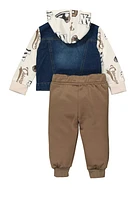 Baby Boys 12-24M Denim Hooded Jacket and Joggers, Multi, Size 24M