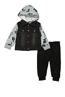 Baby Boys 12-24M Denim Hooded Jacket and Joggers, Black, Size 12M