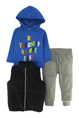 Baby Boys 12-24M Graphic Hoodie and Vest with Joggers, Multi,
