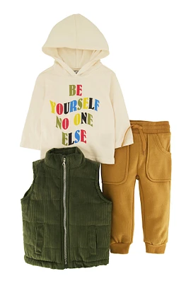 Baby Boys 12-24M Graphic Hoodie and Vest with Joggers, Multi,