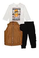 Baby Boys 12-24M Legend Graphic Top with Vest and Joggers, Multi, Size 24M