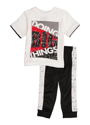 Baby Boys 12-24M Doing Big Things Graphic Tee and Joggers, White, Size 12M