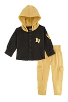 Baby Boys 12-24M Graphic Hooded Shacket and Cargo Sweatpants, Multi,