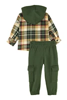 Baby Boys 12-24M Hustle Embroidered Shacket and Joggers, Green, Size 18M