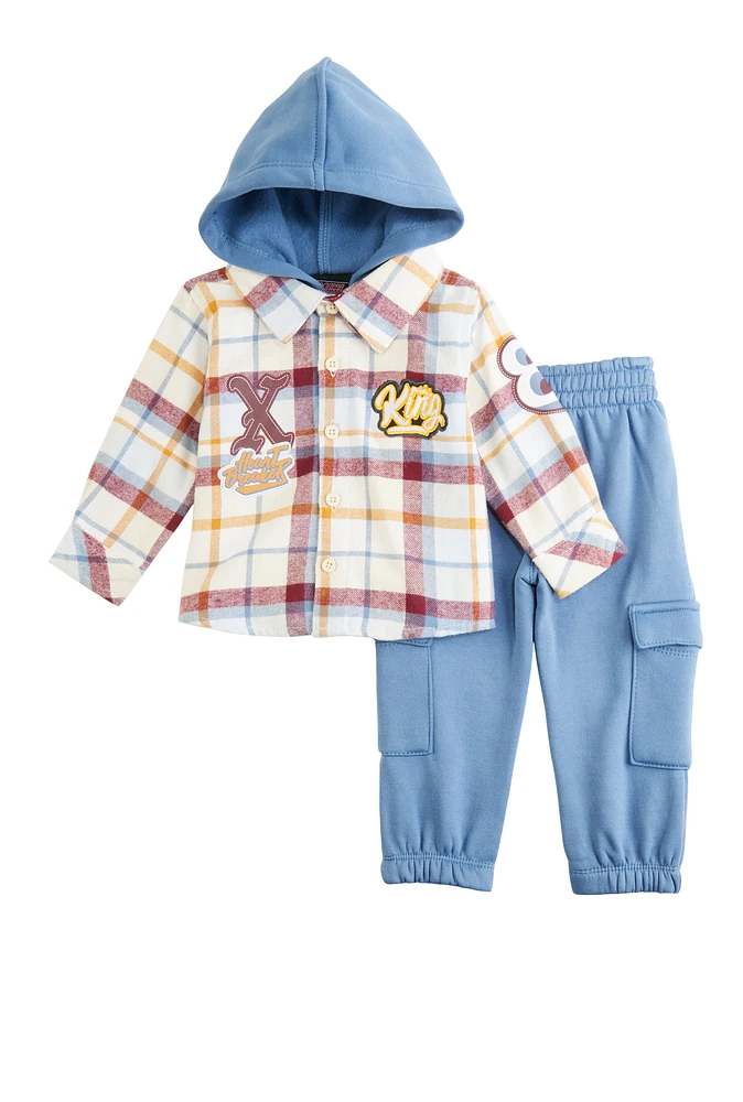 Baby Boys 12-24M King Graphic Shacket and Joggers, Blue, Size 24M