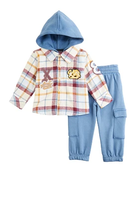 Baby Boys 12-24M King Graphic Shacket and Joggers, Blue, Size 24M