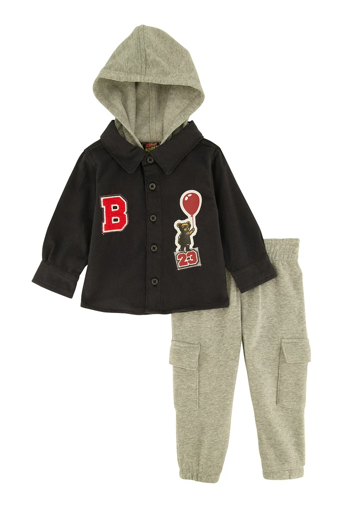 Baby Boys 12-24M B Patch Graphic Shacket and Sweatpants, Multi, Size 18M