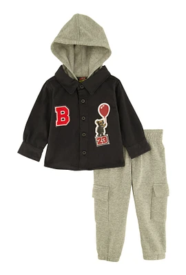 Baby Boys 12-24M B Patch Graphic Shacket and Sweatpants, Multi, Size 12M