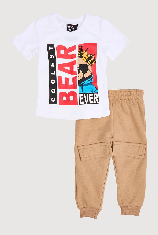 Baby Boys 12-24M Coolest Bear Ever Graphic Tee and Joggers, Multi,