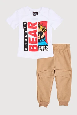 Baby Boys 12-24M Coolest Bear Ever Graphic Tee and Joggers, Multi,